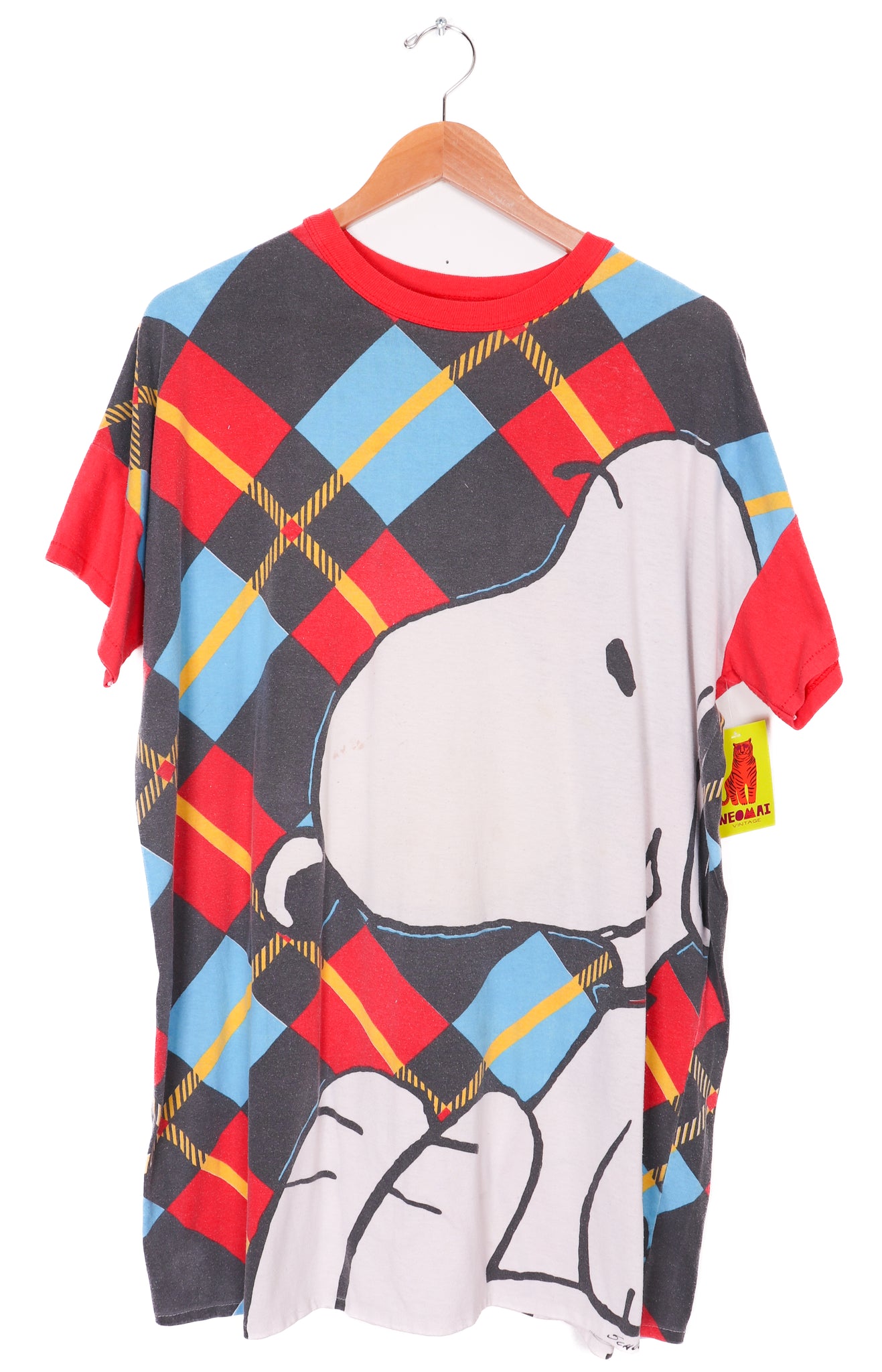 80s-90s Flirts Plaid Snoopy T-Shirt