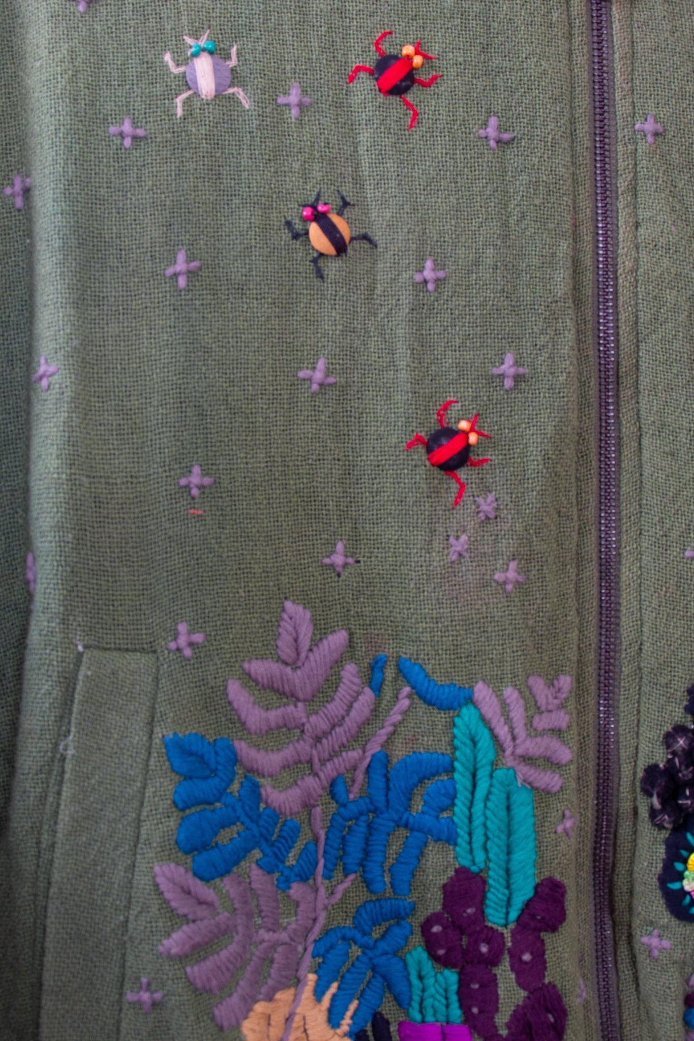 Conditions Apply Bug and Flower Embroidered Sweater Jacket