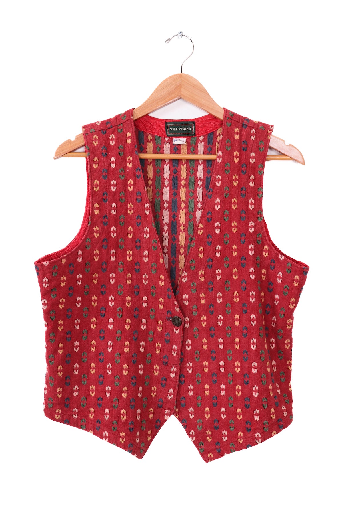 Vintage 70s-80s Willowbend Red Patterned Vest