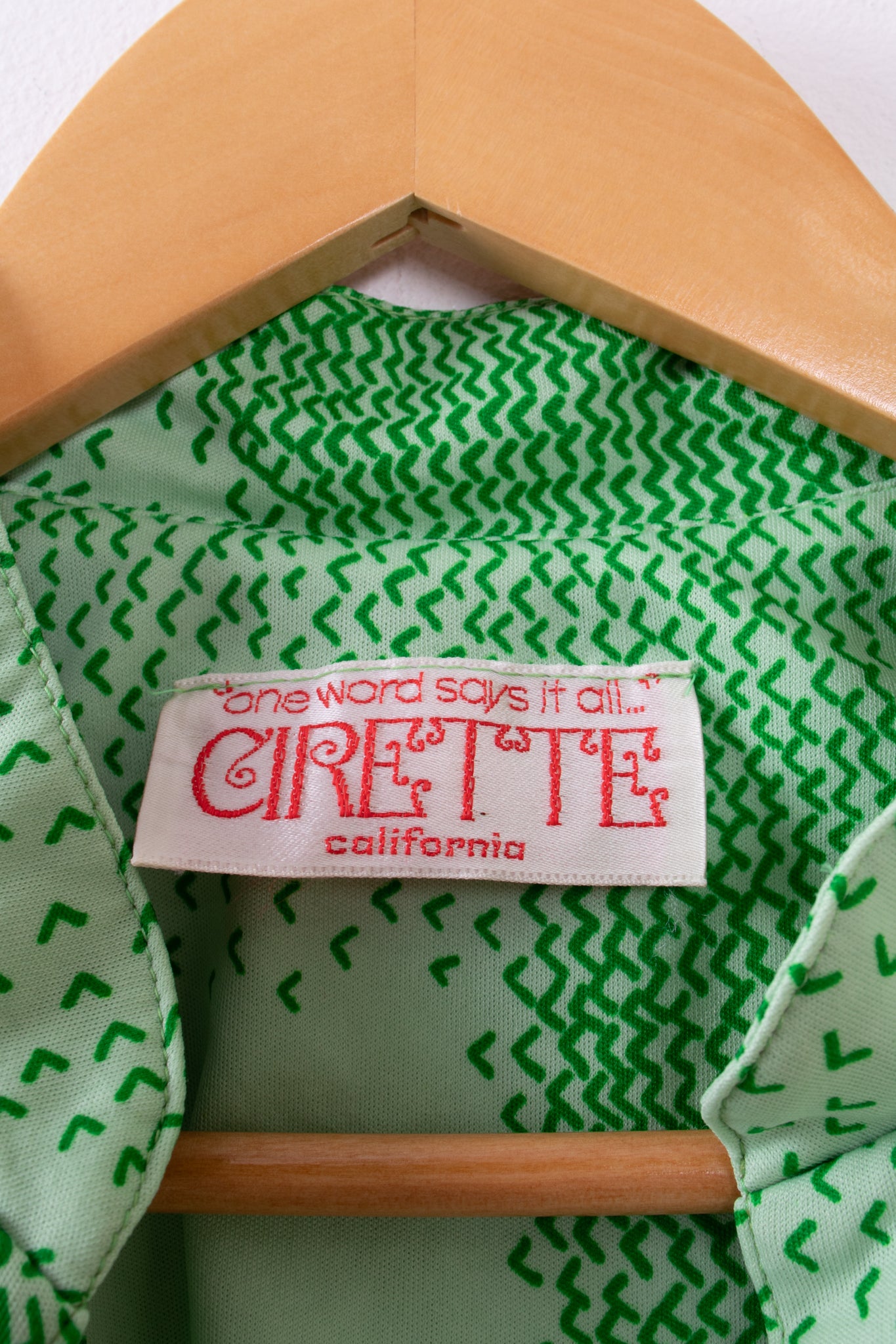 80s Cirette California Green Polyester Waist Tie Top