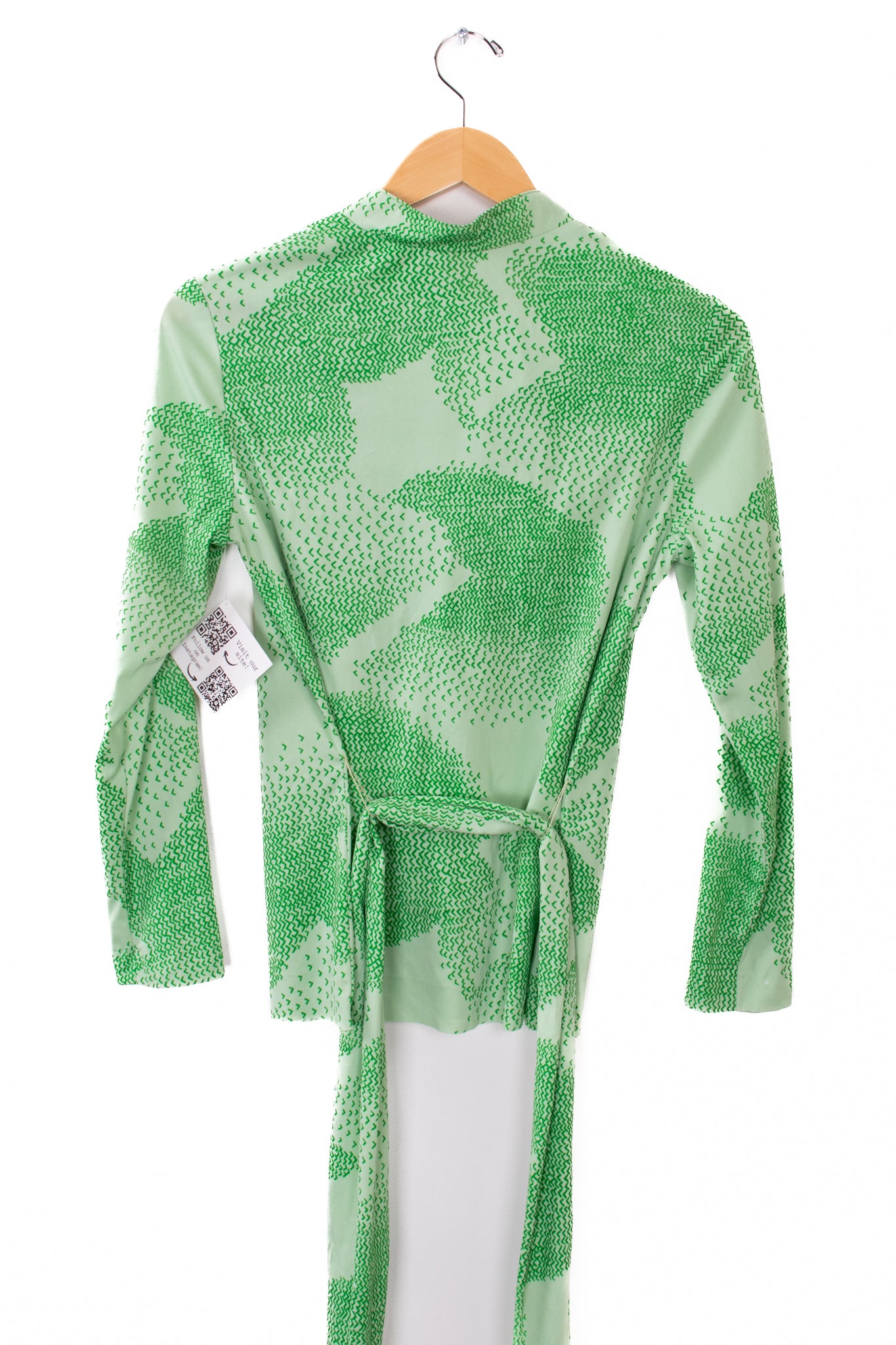 80s Cirette California Green Polyester Waist Tie Top