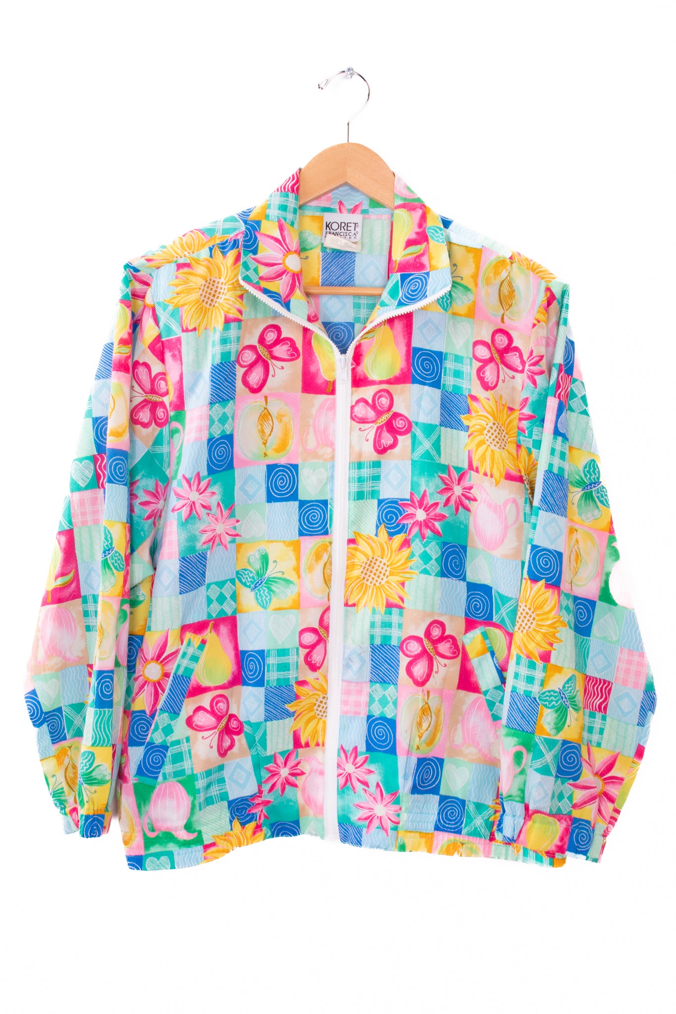 90s Koret Bright and Colorful Patchwork Light Jacket