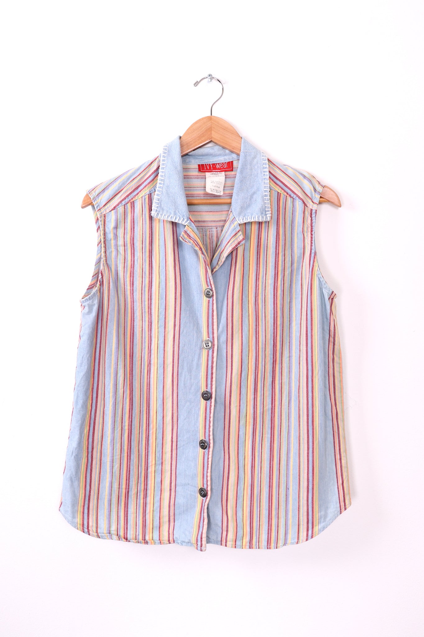 Vintage 70s Ivy Wear Multi-Color Denim Vest