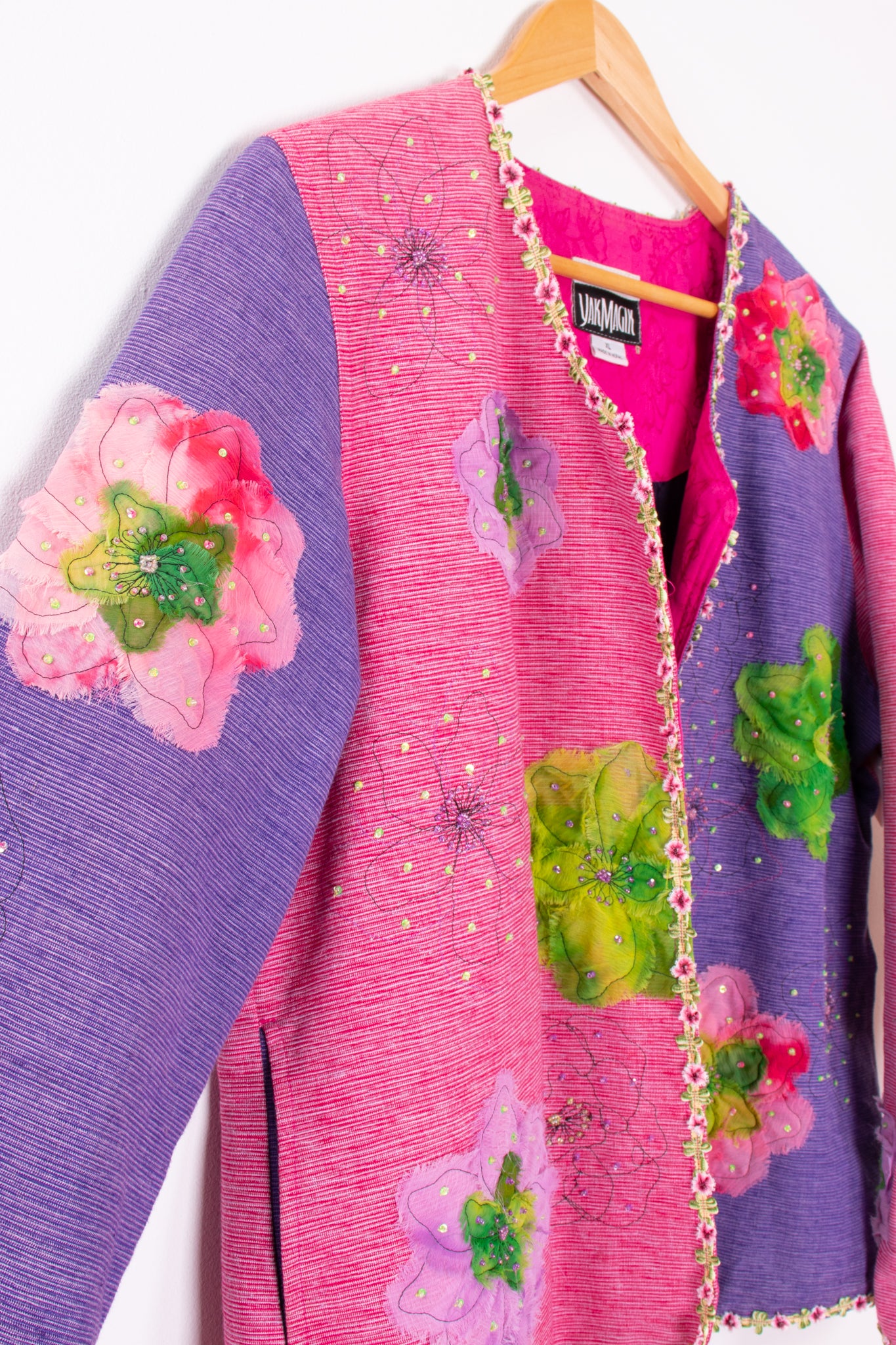 YakMagik Purple and Pink Textured Flowers Formal Jacket
