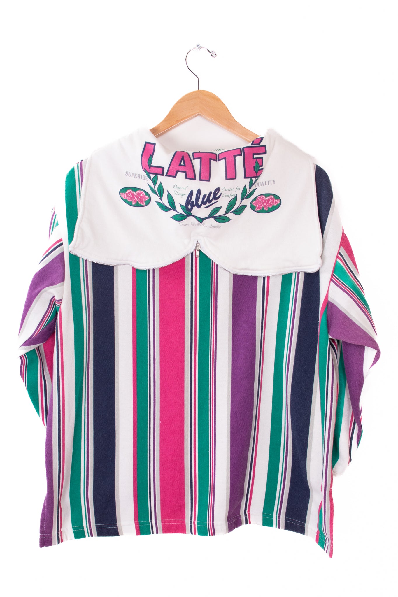 80s-90s International Latte Colorful Striped Hoodie