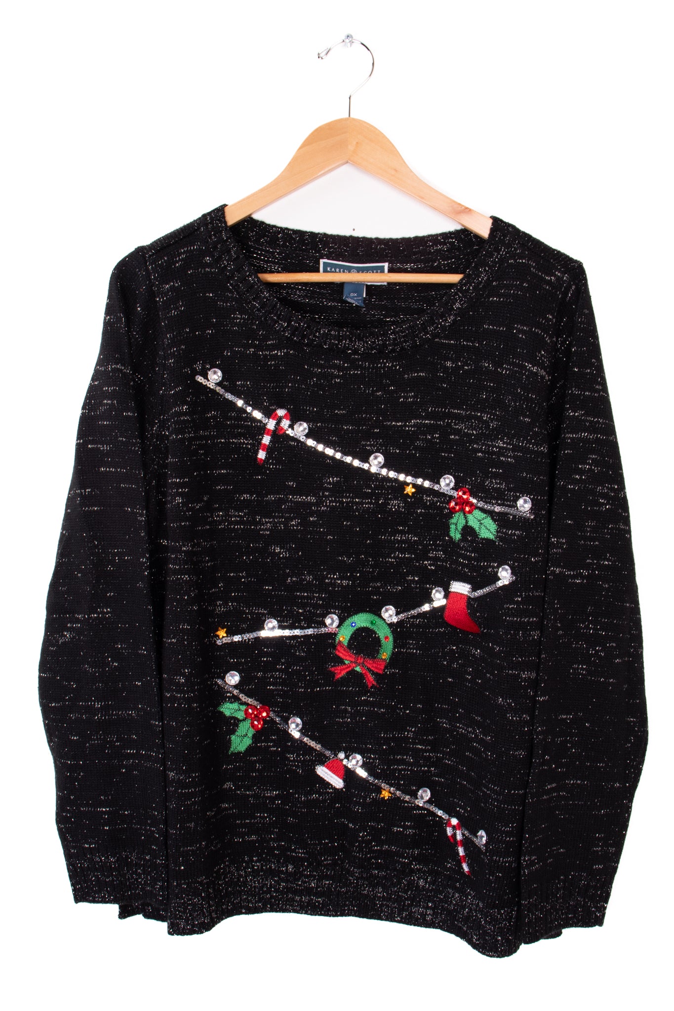 Karen Scott Black Christmas Sweater