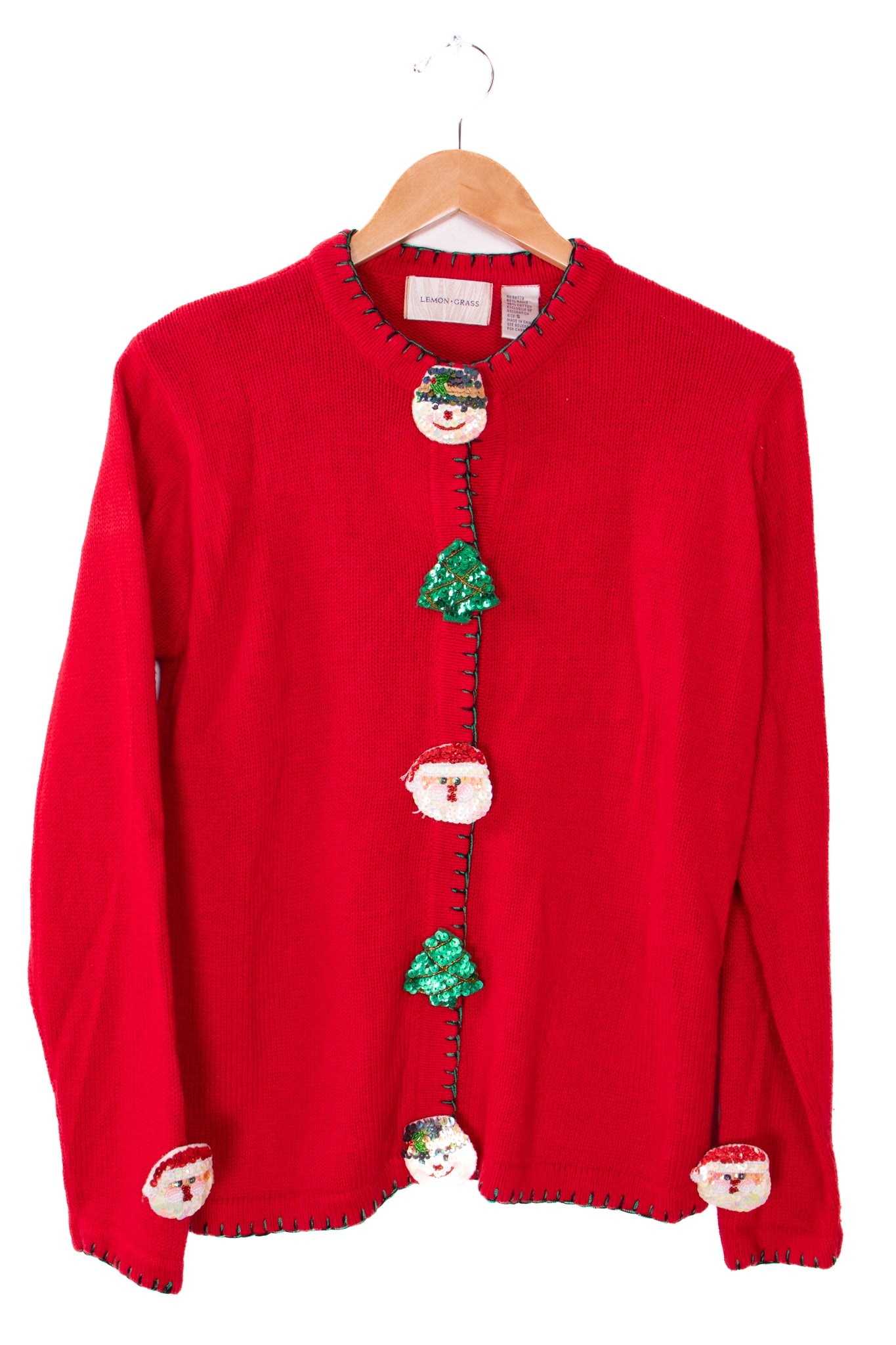 Lemon Grass Funky Christmas Buttons Sweater