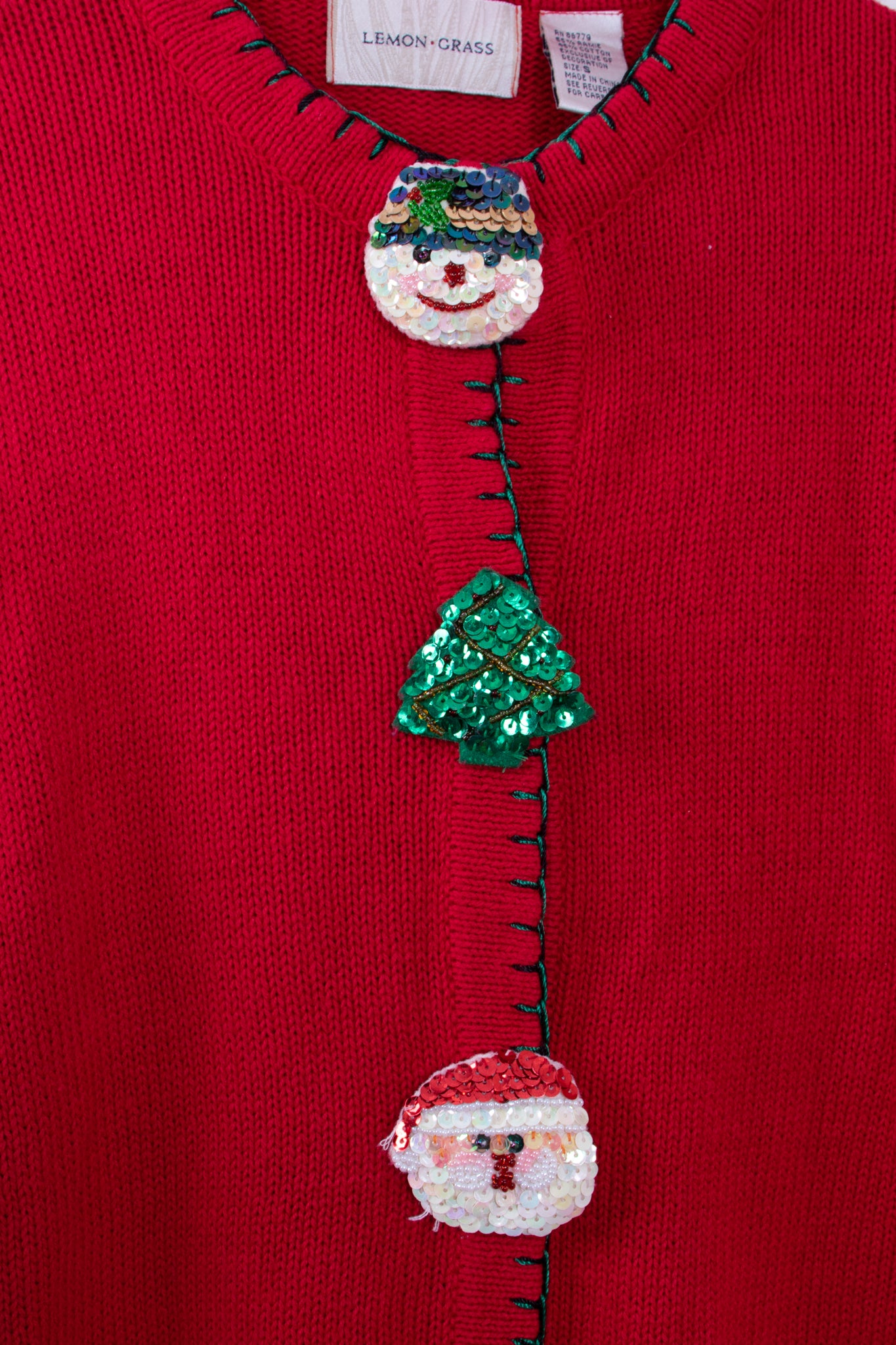 Lemon Grass Funky Christmas Buttons Sweater