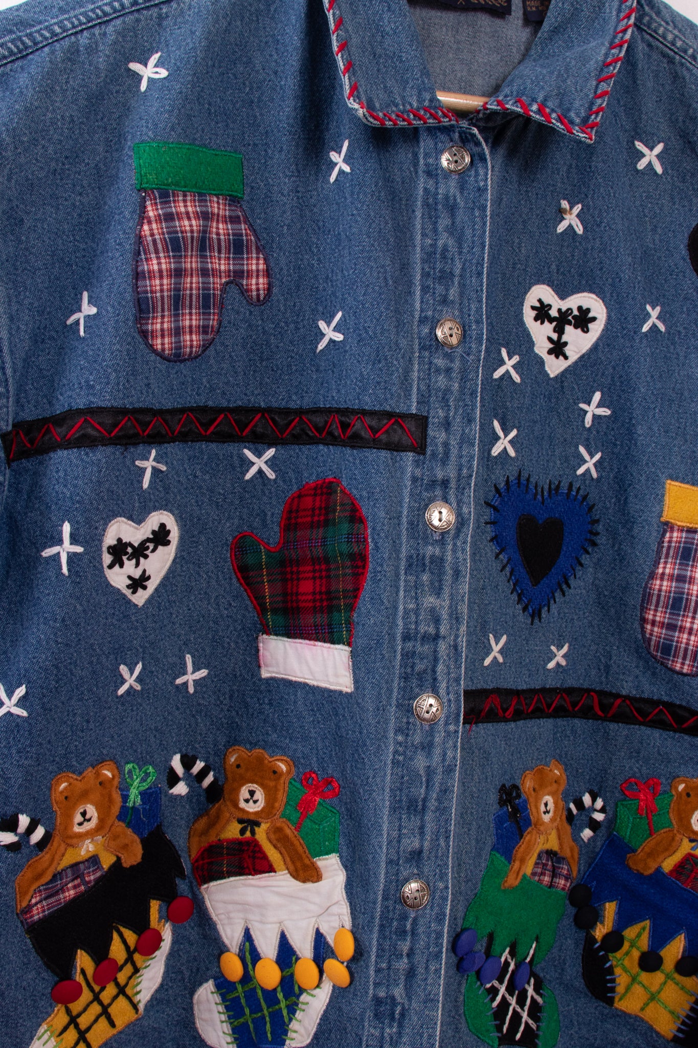 New Directions Christmas Denim Button Up