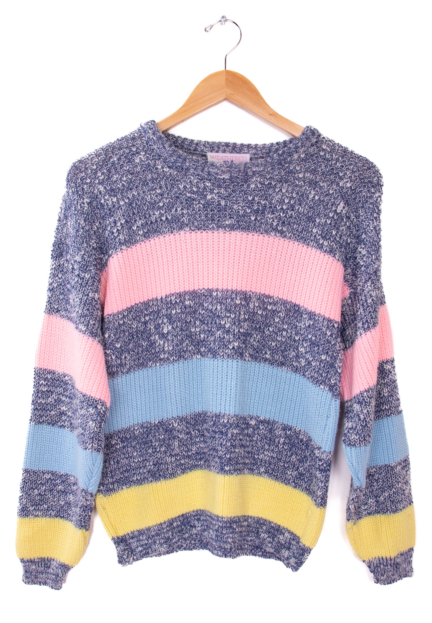 Weathered Blues Pink, Blue, and Yellow Striped Sweater