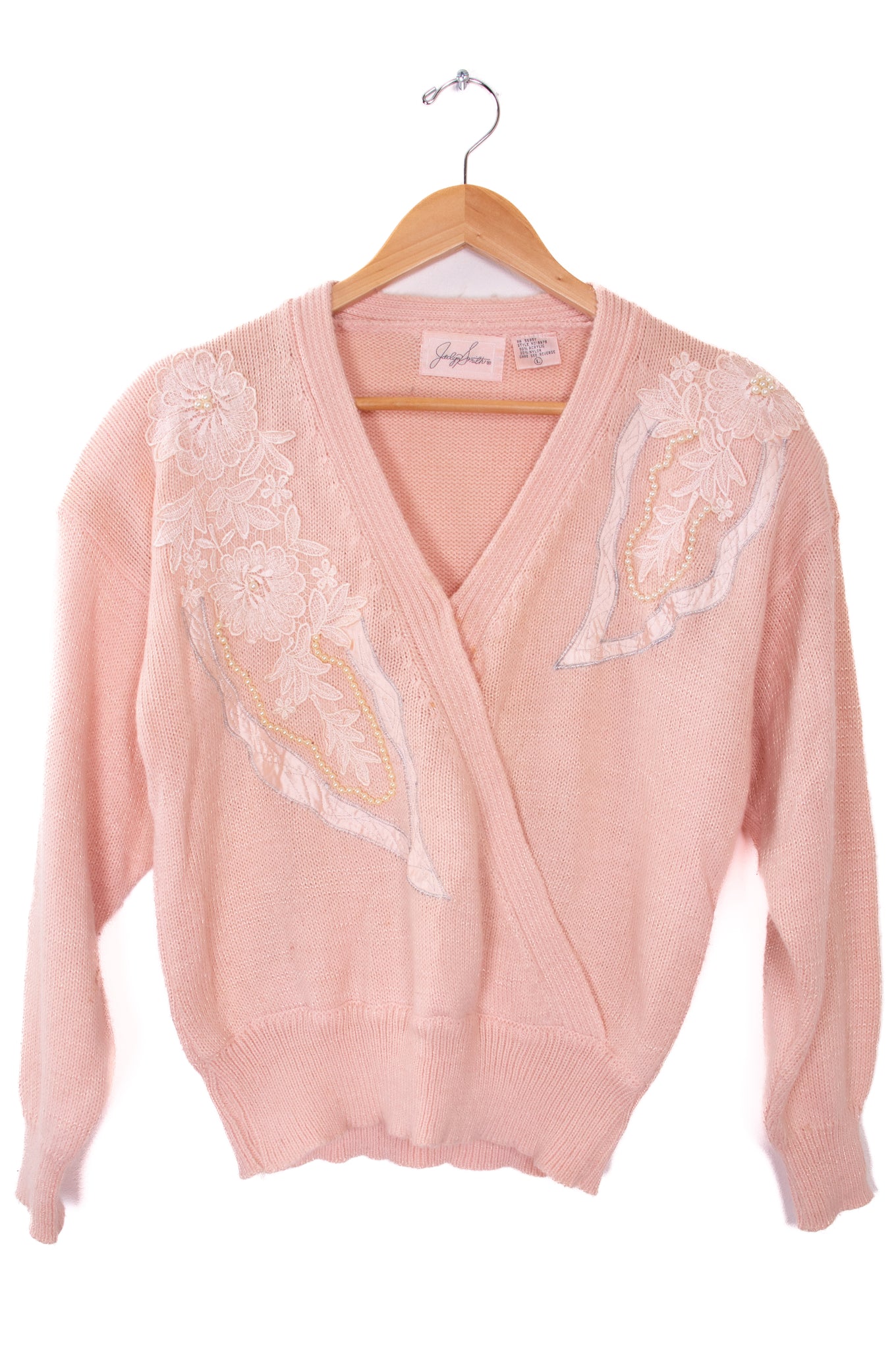 Jocelyn Smith Peachy Pink Pearls Sweater