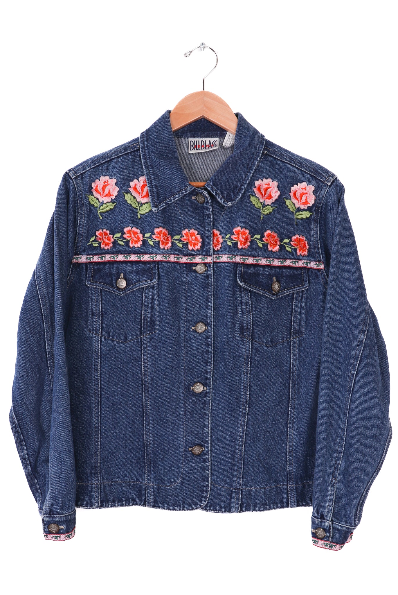 Bill Blass Jeans Pink Flowers Denim Jacket