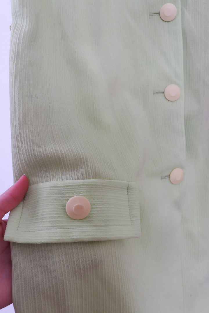 Vintage 70s-80s Lady Robin Lime Green Polyester Dress