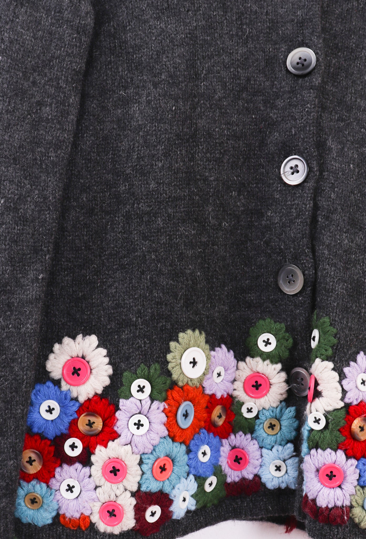 Stitched Button Flowers Sweater Cardigan
