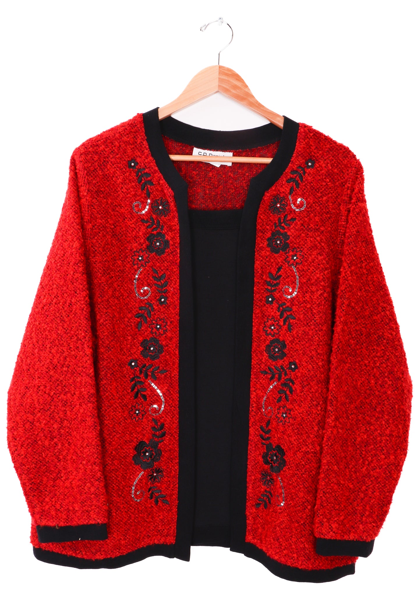C.D. Daniels Red Floral Sweater Top