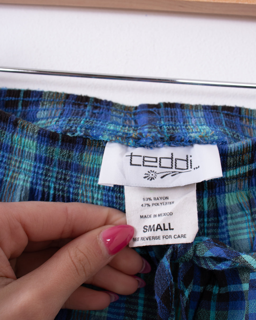 Teddi Blue Plaid Elastic Waist Shorts