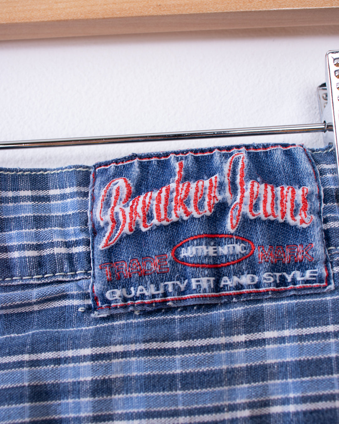 90s Breaker Jeans Dark Wash Striped Denim Shorts