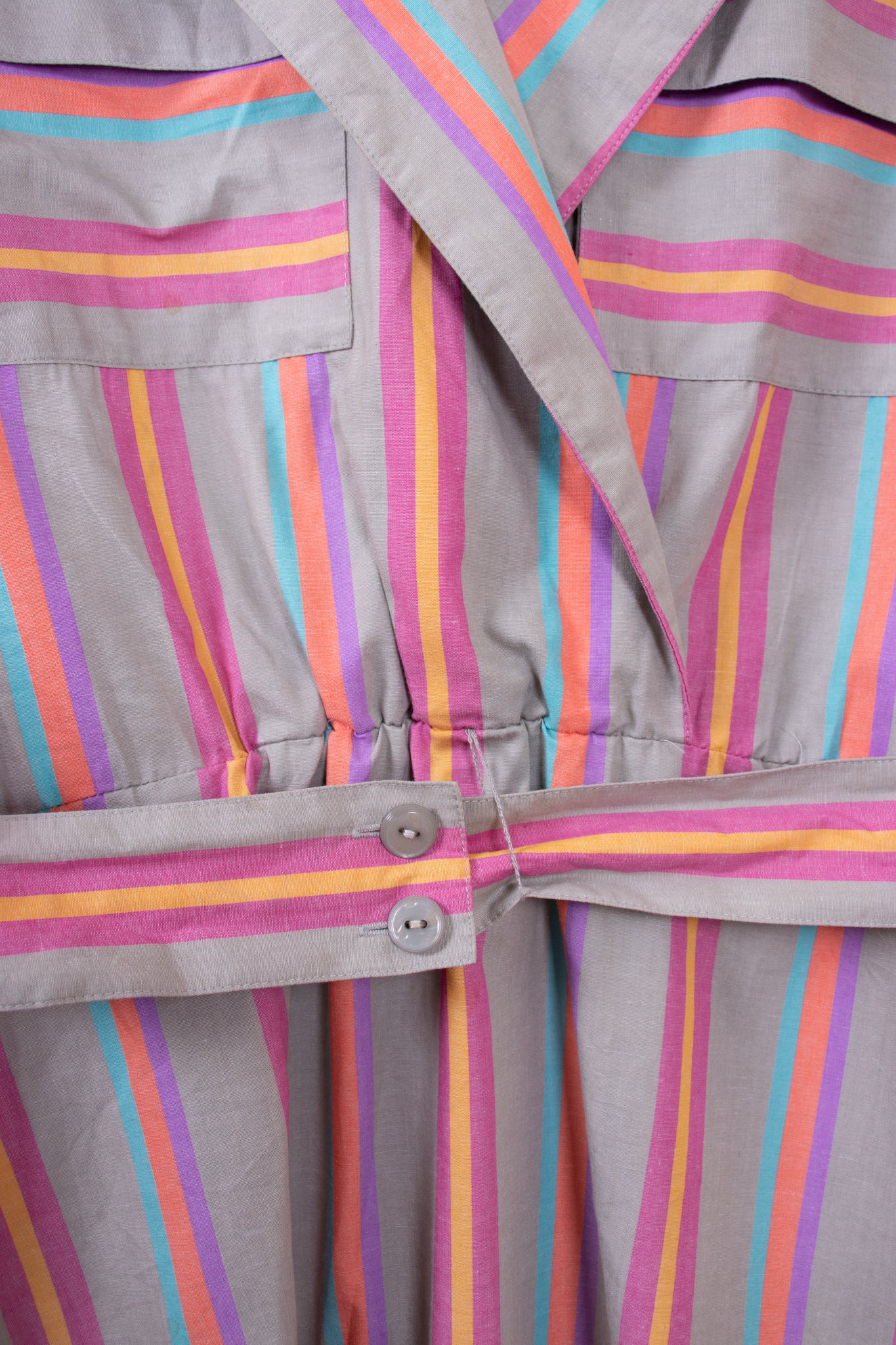 70s David Warren Bright Color Stripes Trench Coat Dress