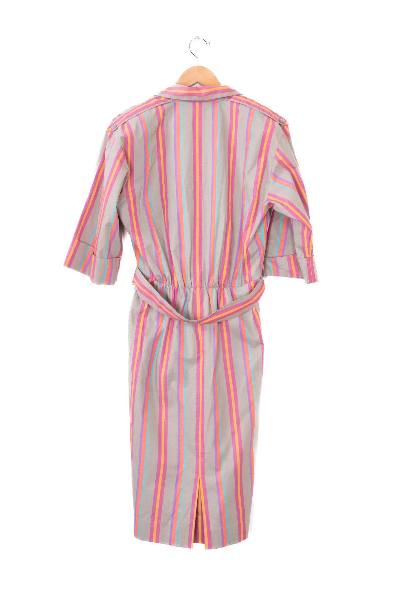 70s David Warren Bright Color Stripes Trench Coat Dress