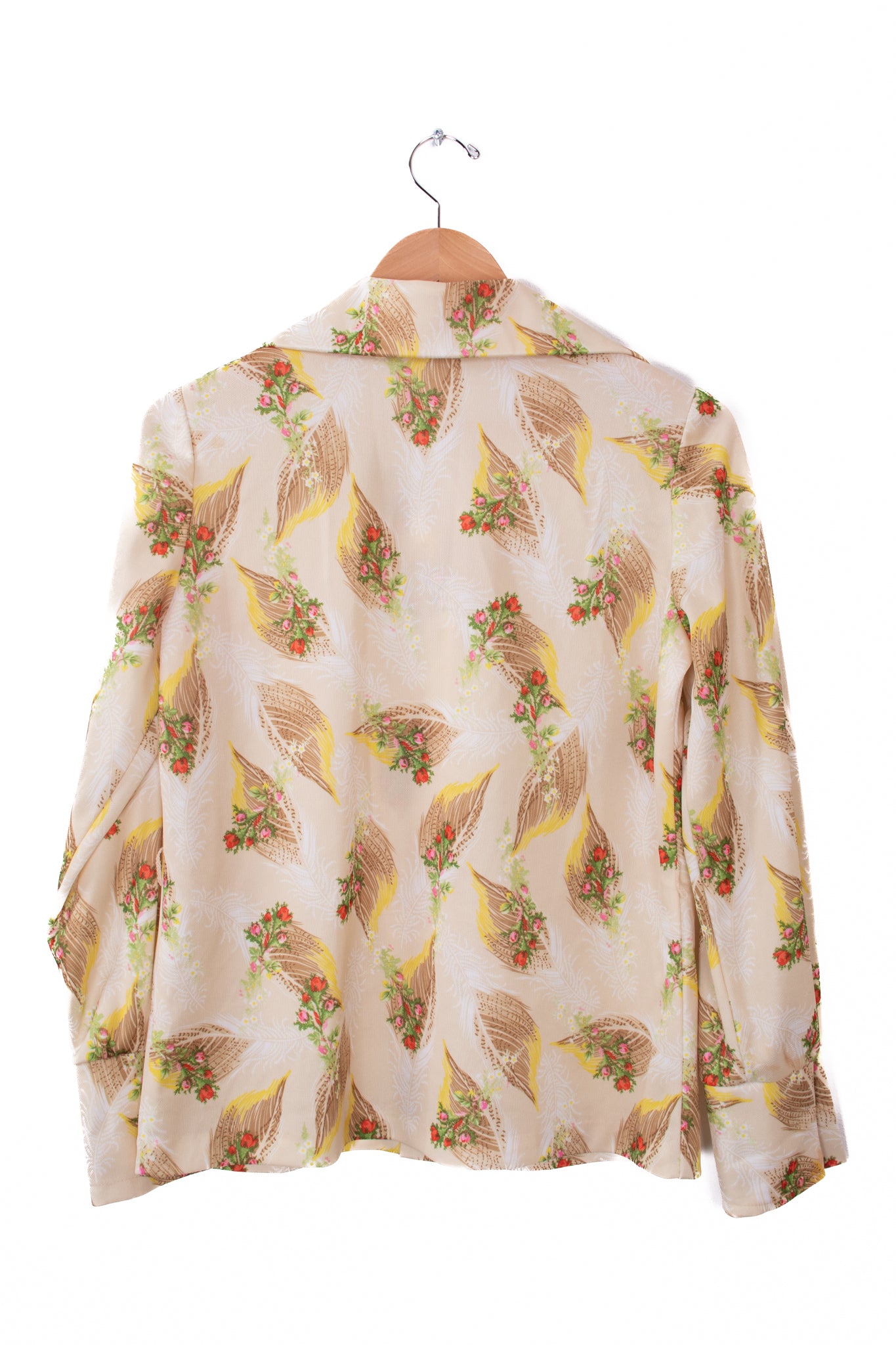 70s Sears Fashions Feathers and Flowers Poly Blouse
