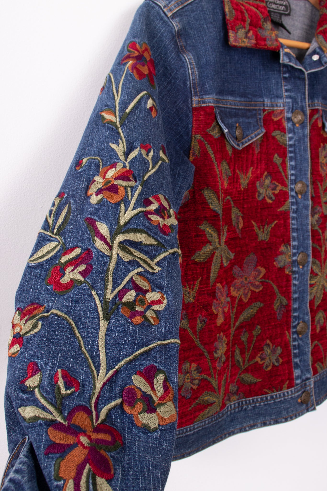 Oversized Tapestry Floral Denim Jacket